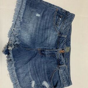 True Craft Blue Distressed Denim Jean Shorts